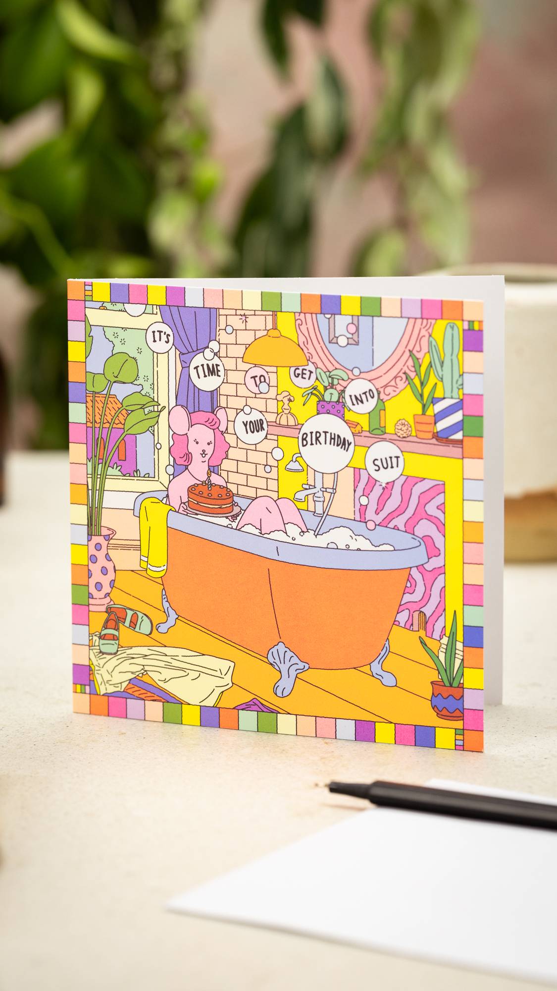 It's Time to Get Into Your Birthday Suit - 15cm x 15cm