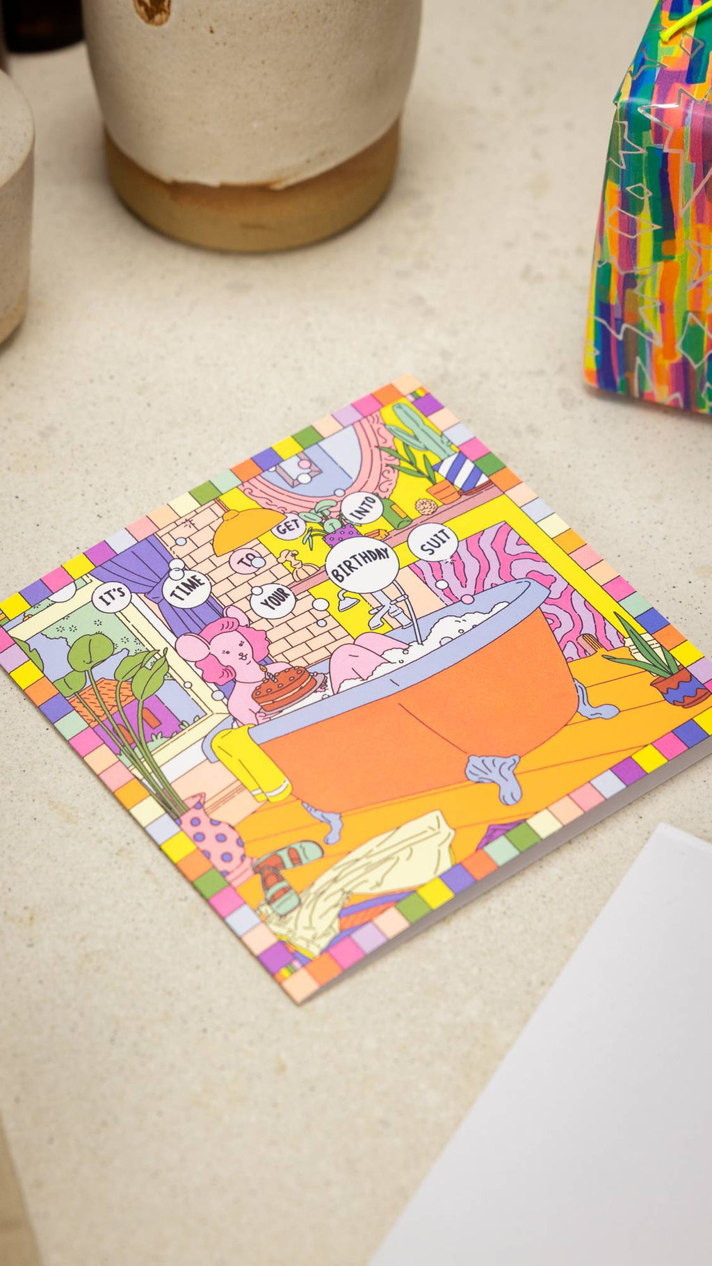 It's Time to Get Into Your Birthday Suit - 15cm x 15cm